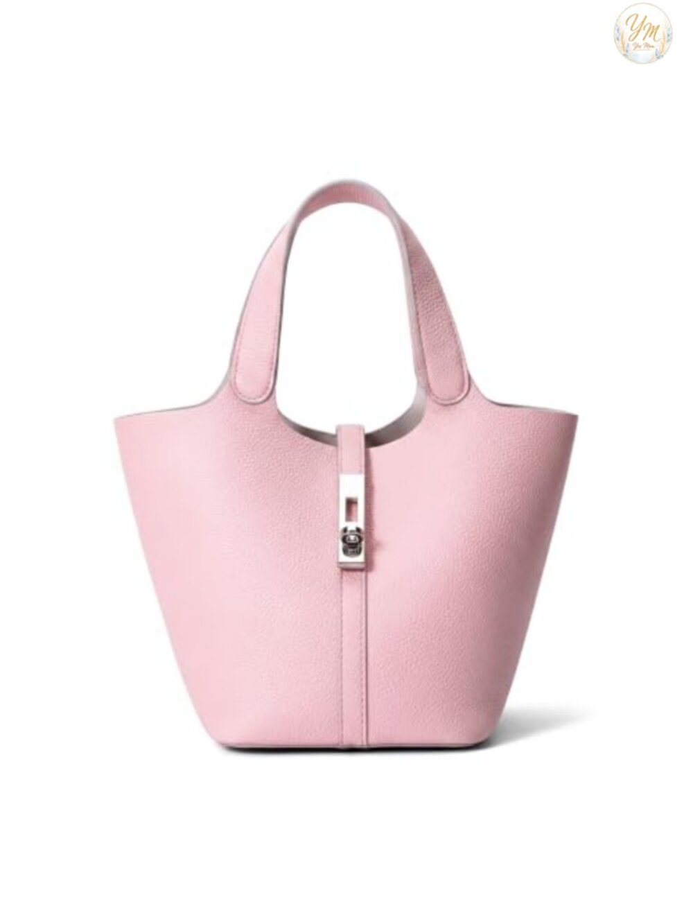Vegan Leather Bucket Tote Bag Top Handle Satchel Removable Pouch